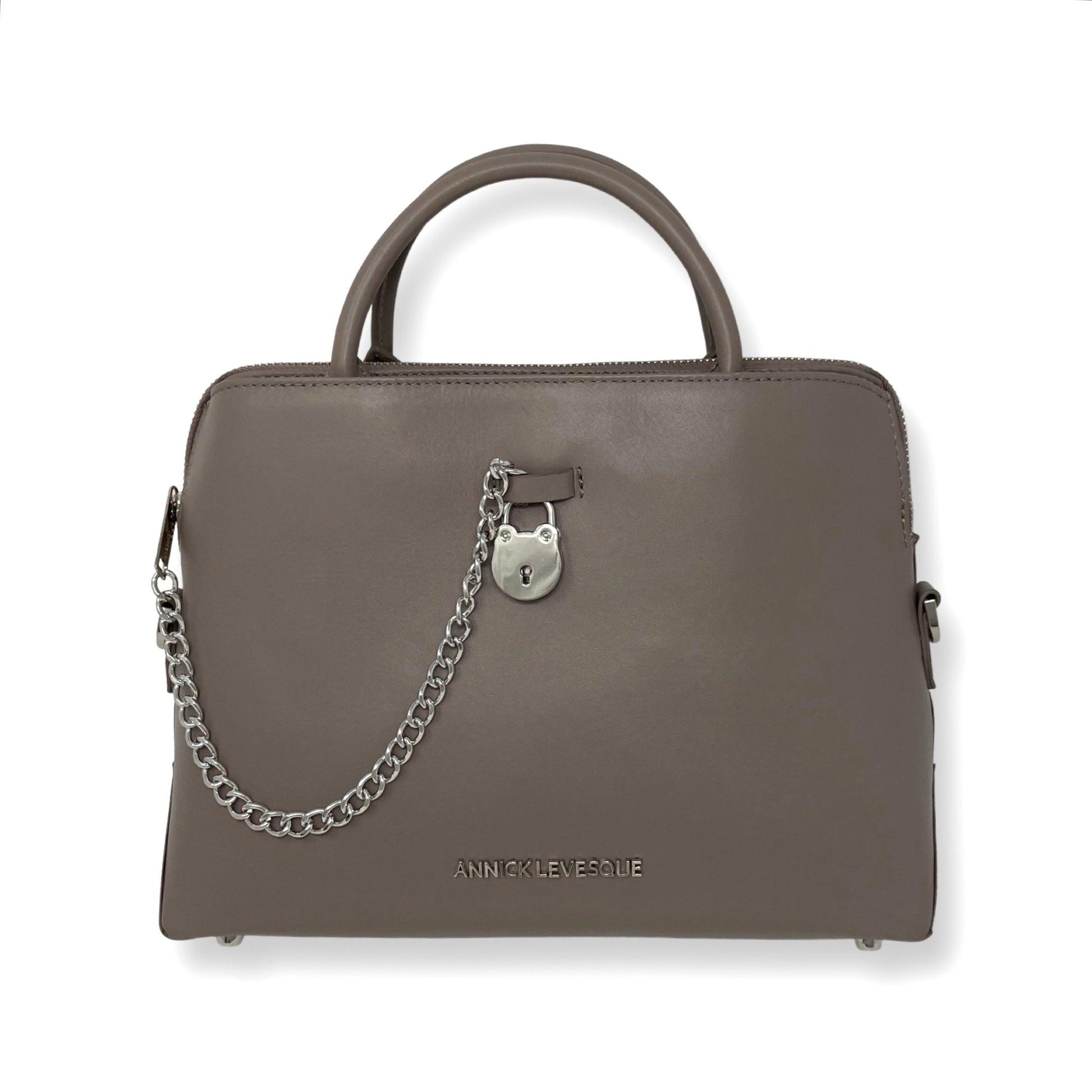 Taupe Leather Handbag | Miranda