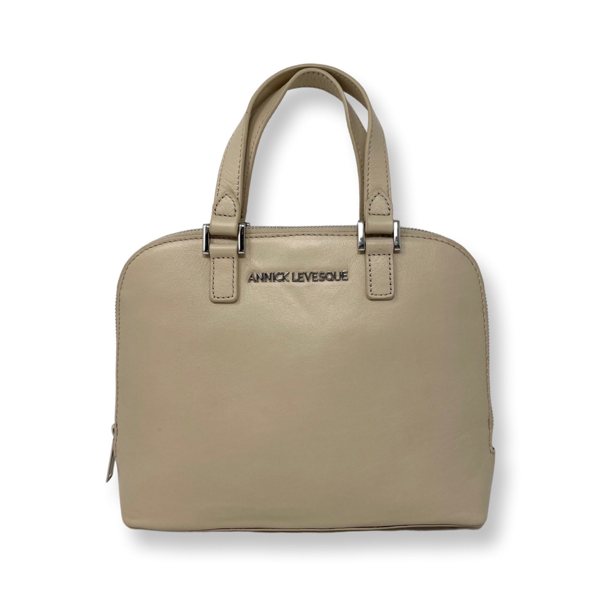 Justine Leather Handbag, Beige