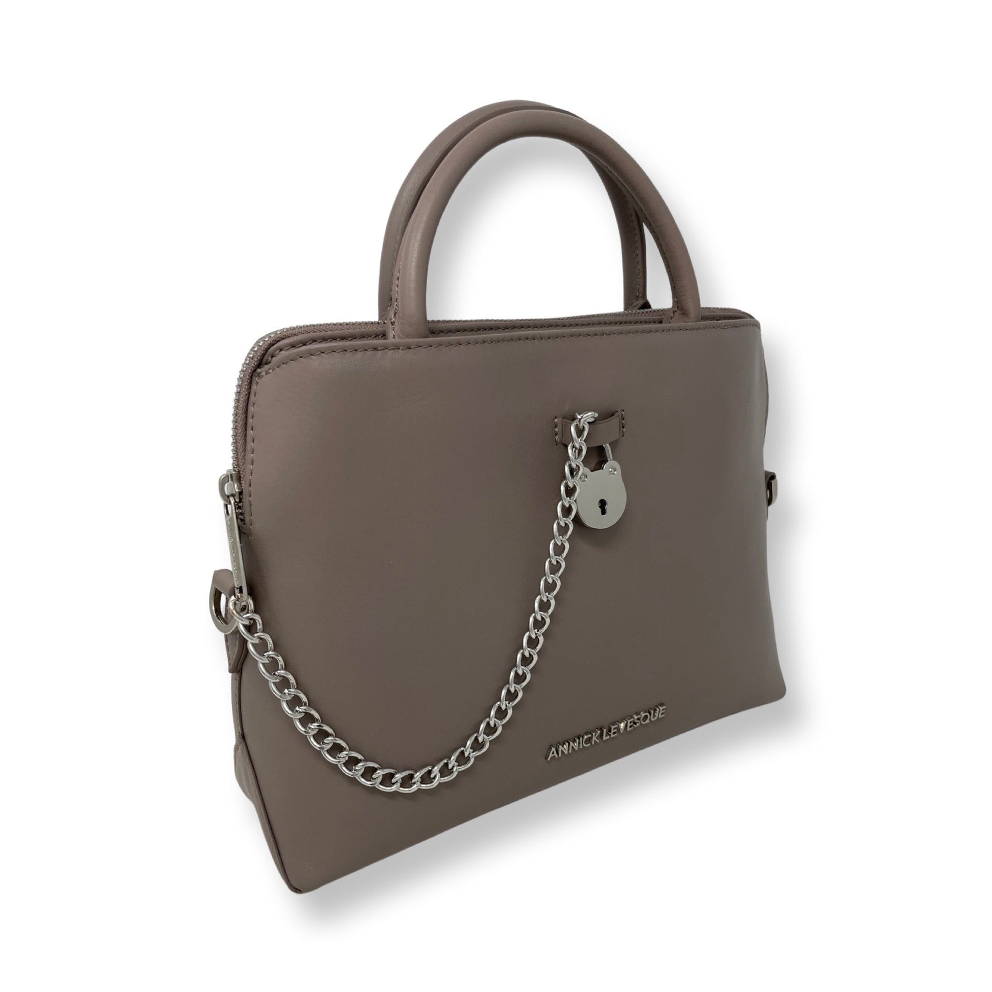 Taupe Leather Handbag | Miranda