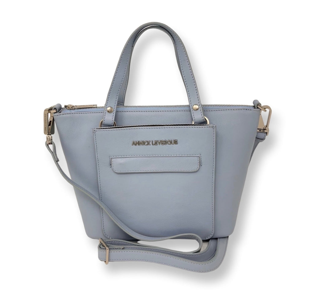 Powder Blue Leather Handbag, 2-in-1 | Lina