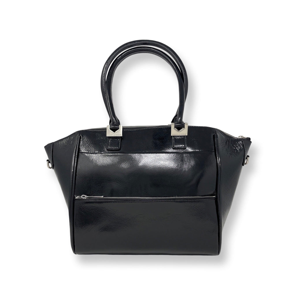 Sac à Main en Cuir Verni Noir Souple, Mona Moyen