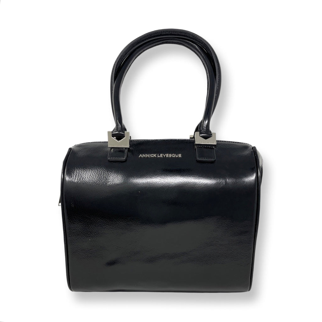 Sac à Main en Cuir Verni Noir Souple, Mona Moyen