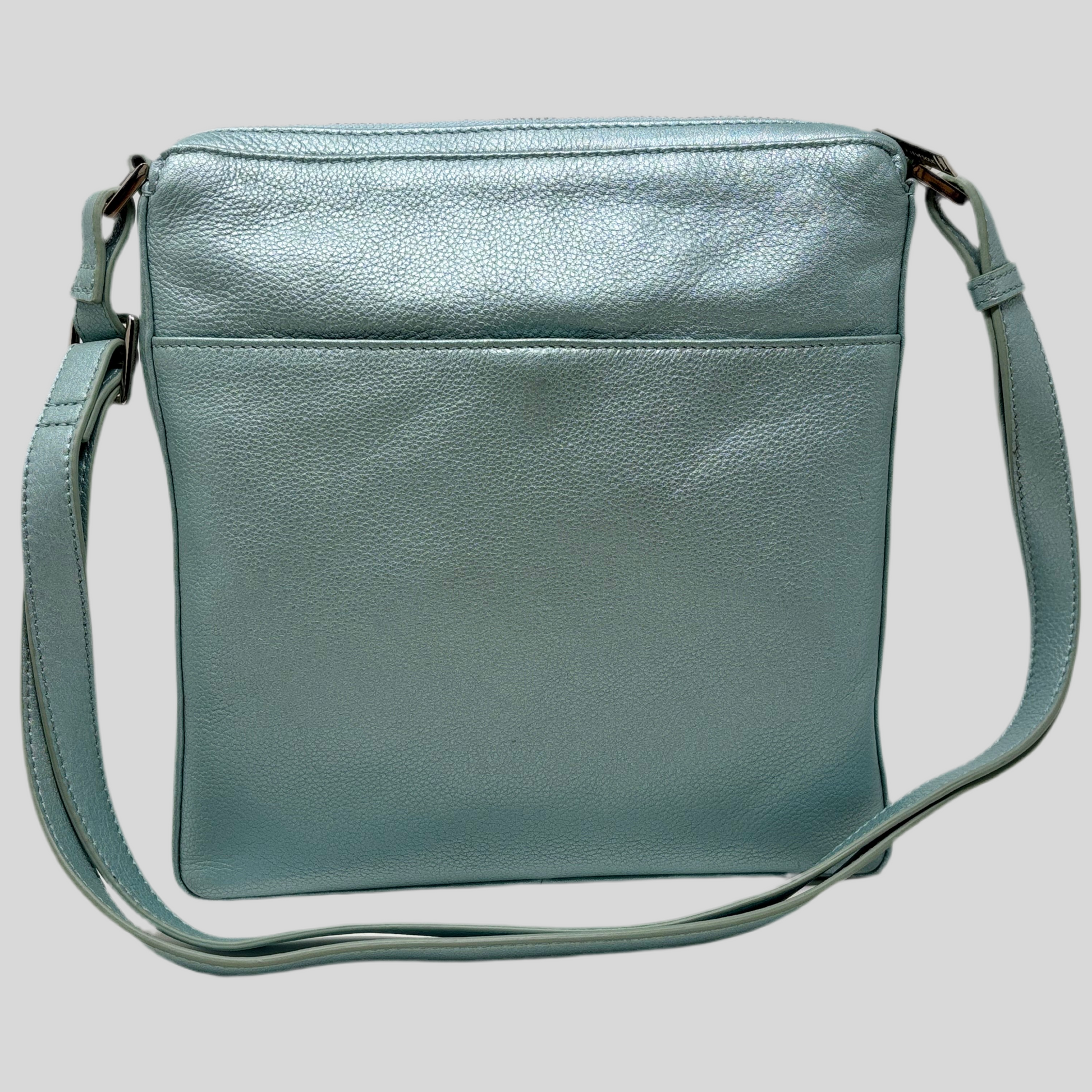 Sky Blue Leather Shoulder Bag | Gisèle