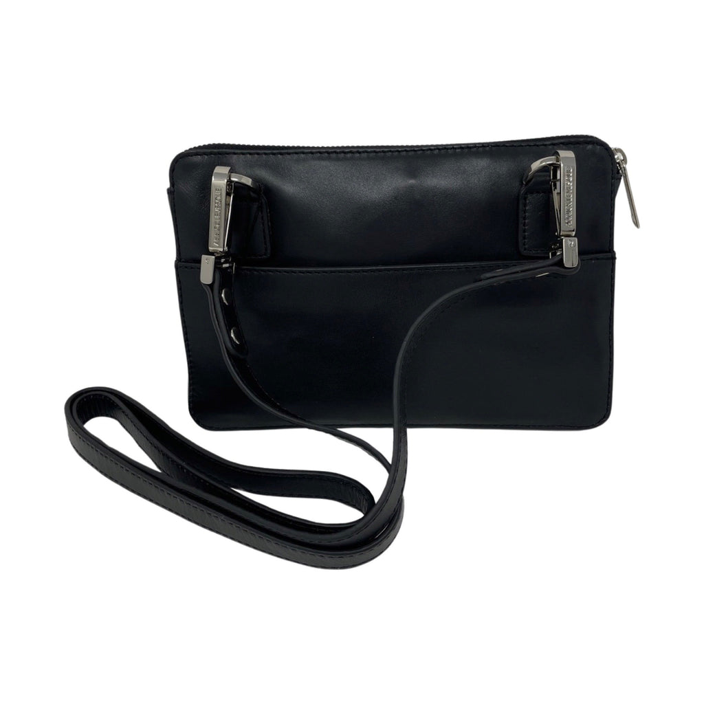 Small Black Genuine Leather Crossbody Wallet, Carmen - PREORDER