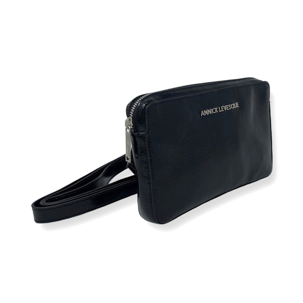 Small Black Soft Patent Leather Shoulder Bag, Annie - PREORDER