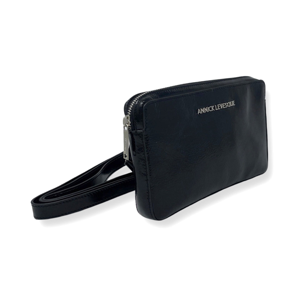 Small Black Soft Patent Leather Shoulder Bag, Annie - PREORDER