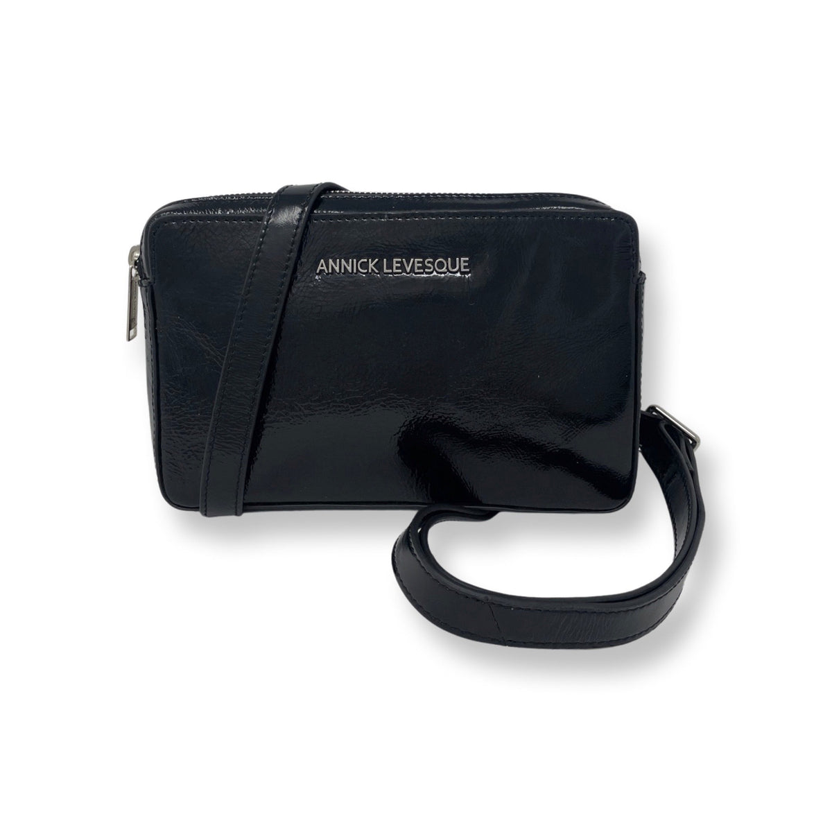 Small Black Soft Patent Leather Shoulder Bag, Annie - PREORDER
