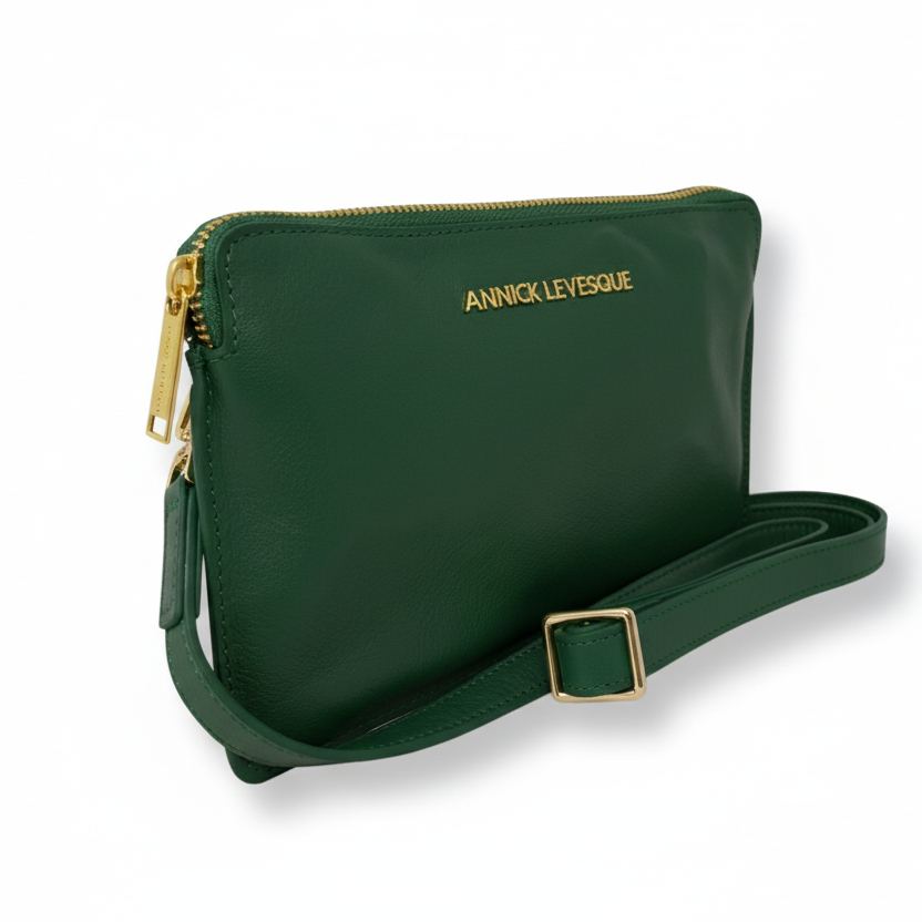 Small Green Genuine Leather Shoulder Bag - Anita