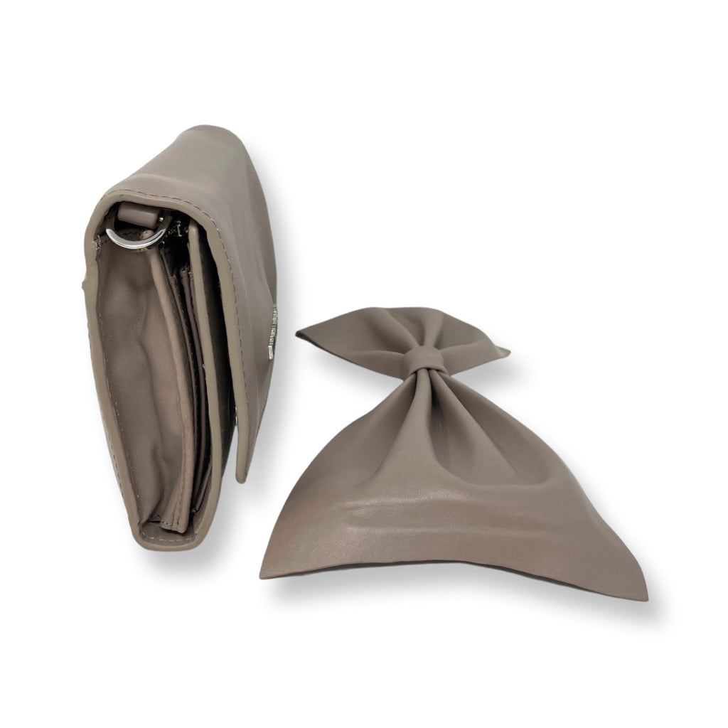 Evening Bag with Bow Tie, Taupe - Scarlett