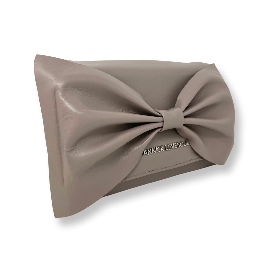 Evening Bag with Bow Tie, Taupe - Scarlett