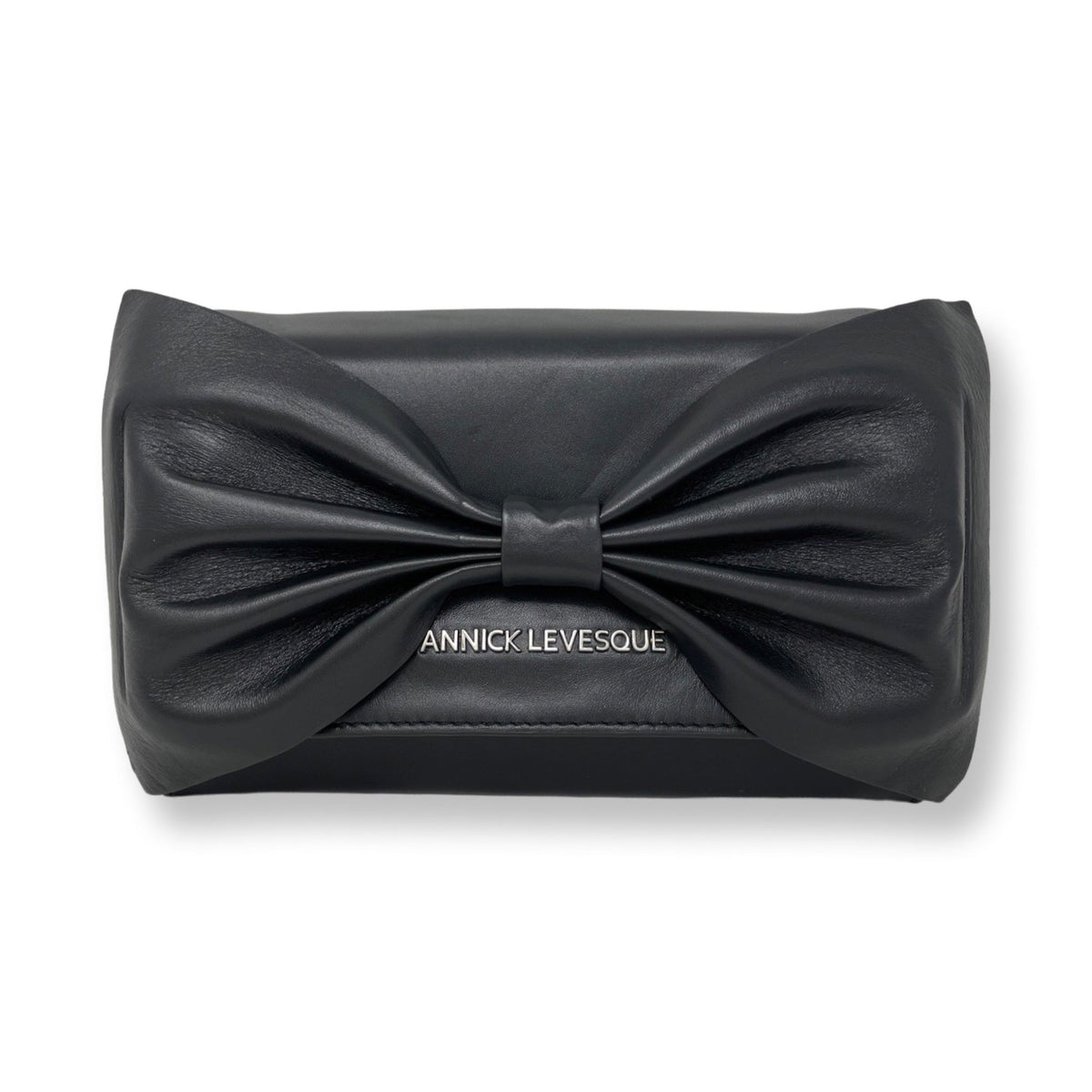 Black Genuine Leather Handbag with Bow | Scarlett - PREORDER
