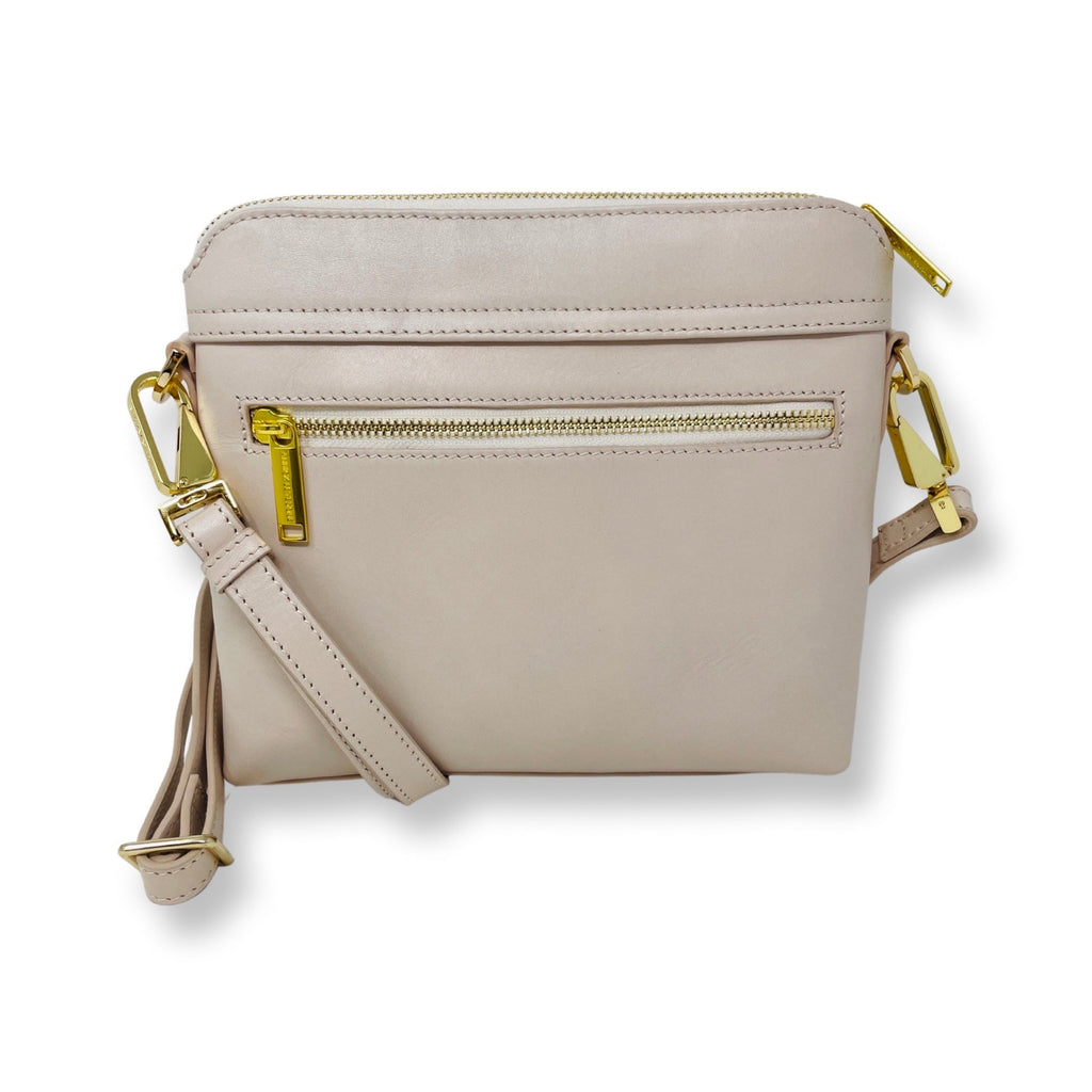 Small Powder Pink Leather Crossbody Bag, Brigitte