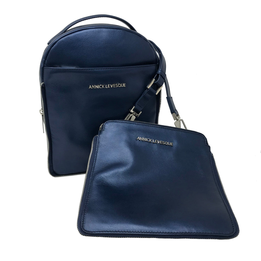 Alice Genuine Leather Backpack, Navy Blue