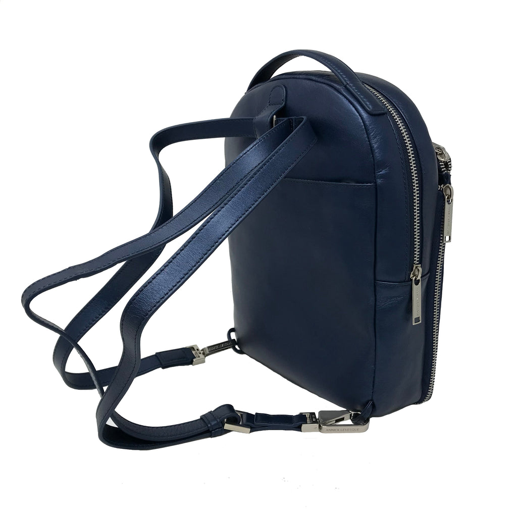 Alice Genuine Leather Backpack, Navy Blue
