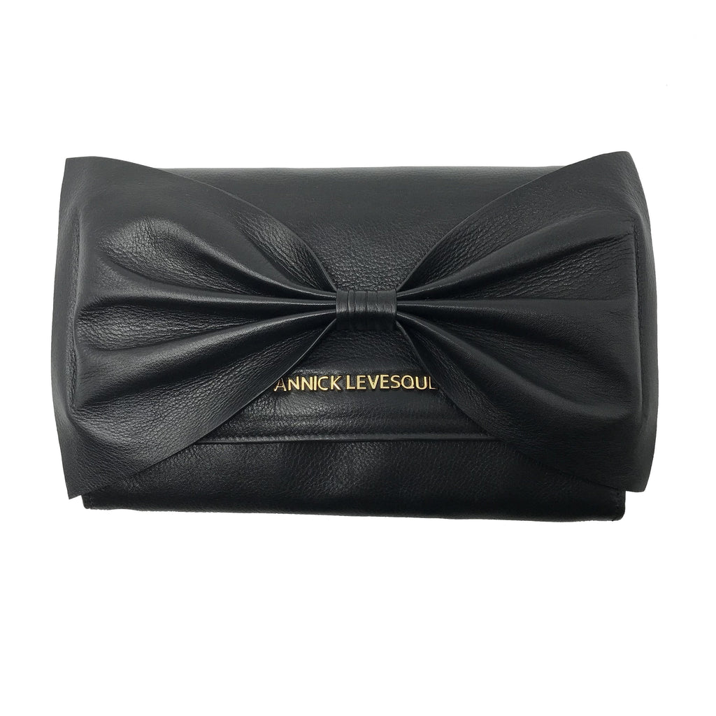 Black Genuine Leather Handbag with Bow | Scarlett - PREORDER