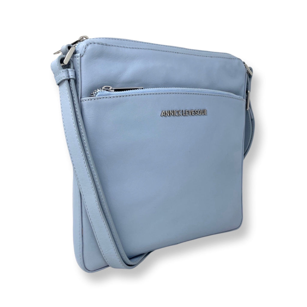 Light Blue Genuine Leather Shoulder Bag, Gisèle