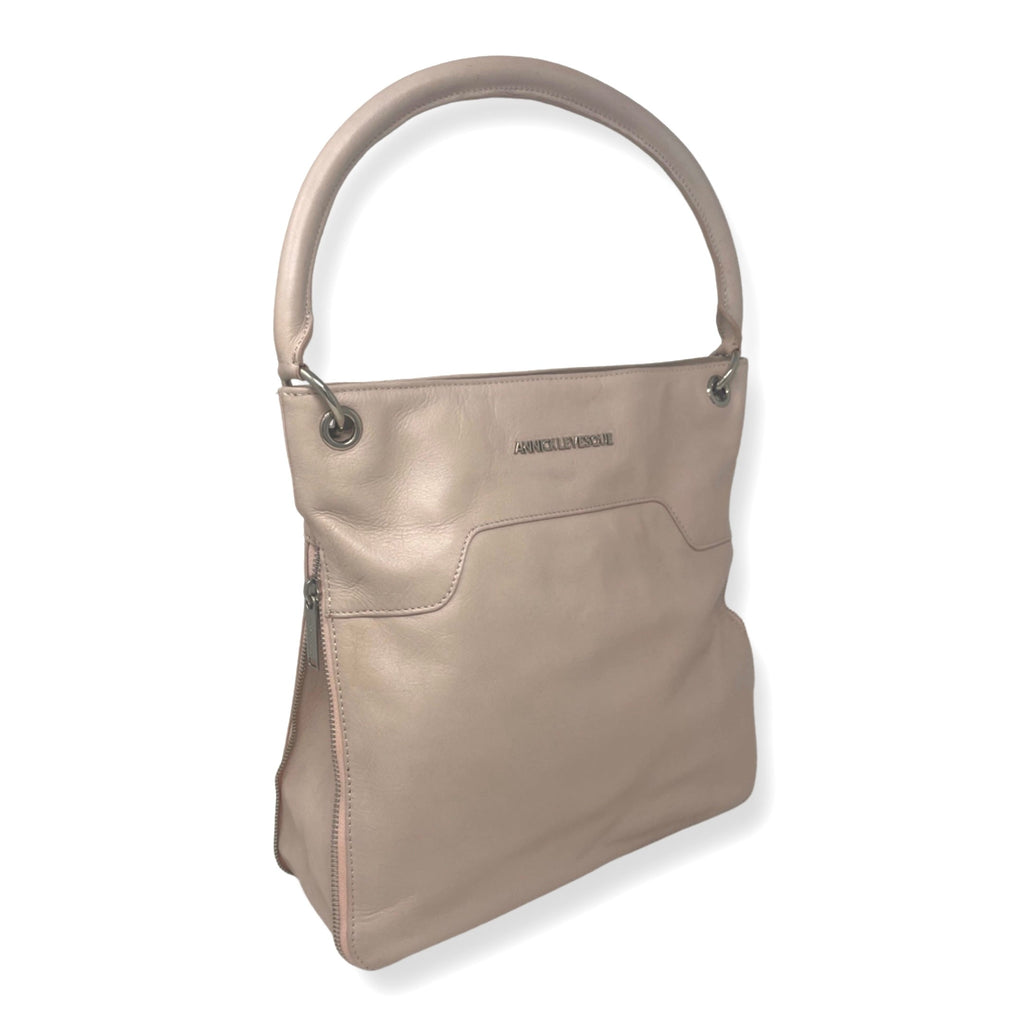 Powder Pink Leather Handbag - Amelie