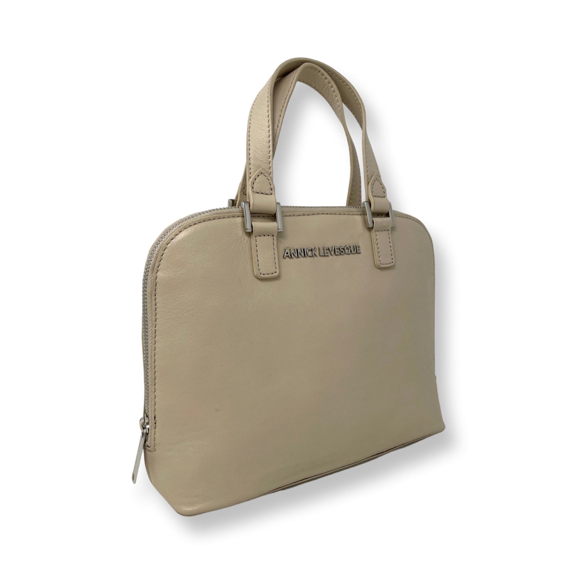 Justine Leather Handbag, Beige