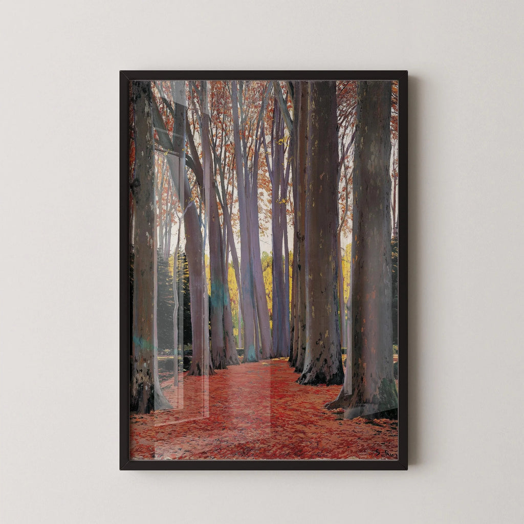 Estampe de Santiago Rusi : Allée de platanes, art espagnol