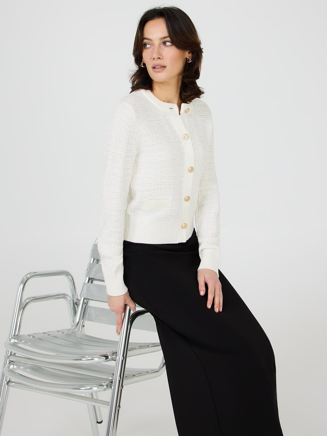Cardigan boutonné en tweed