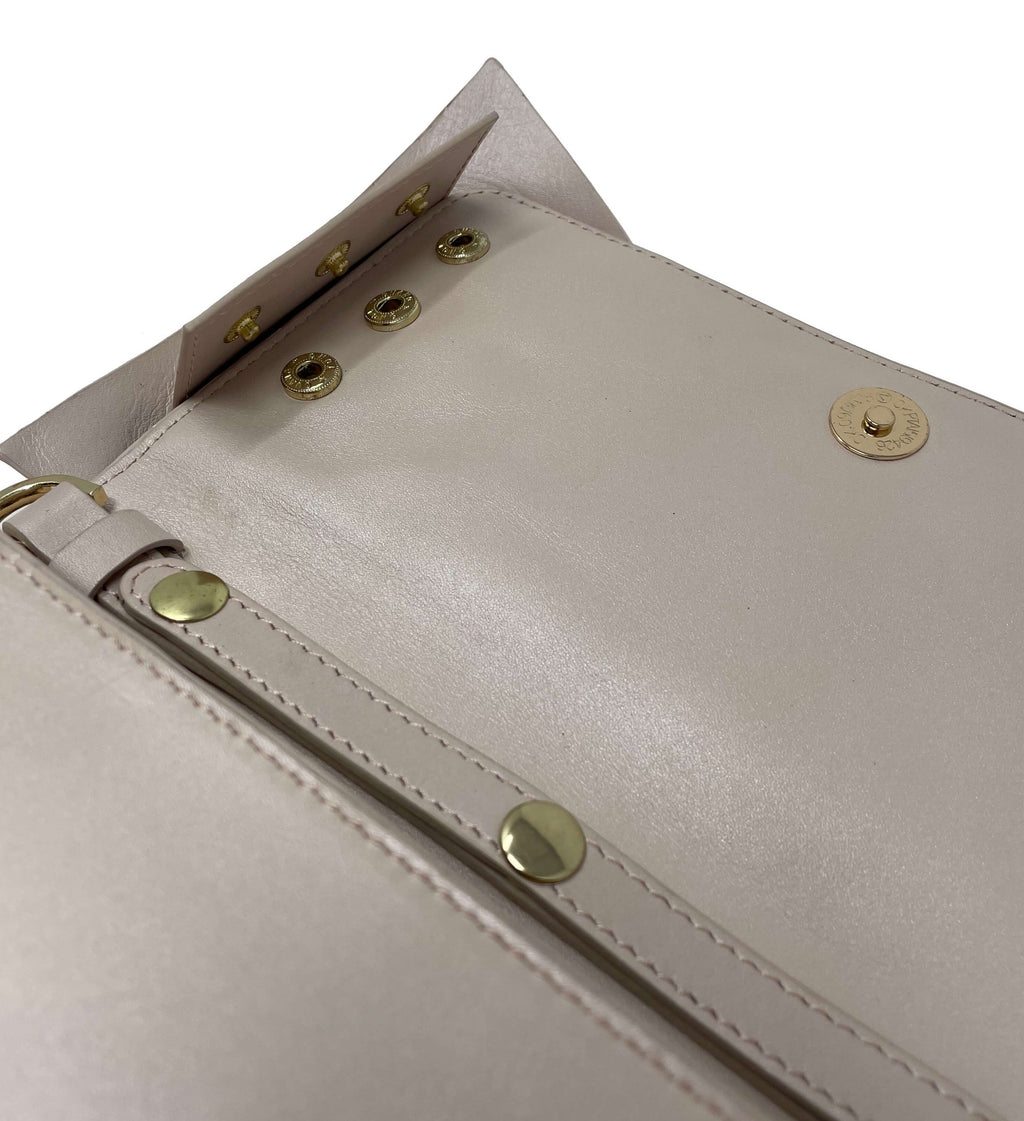 Genuine Leather Handbag with Bow Scarlett, 3 in 1, Blush Pink