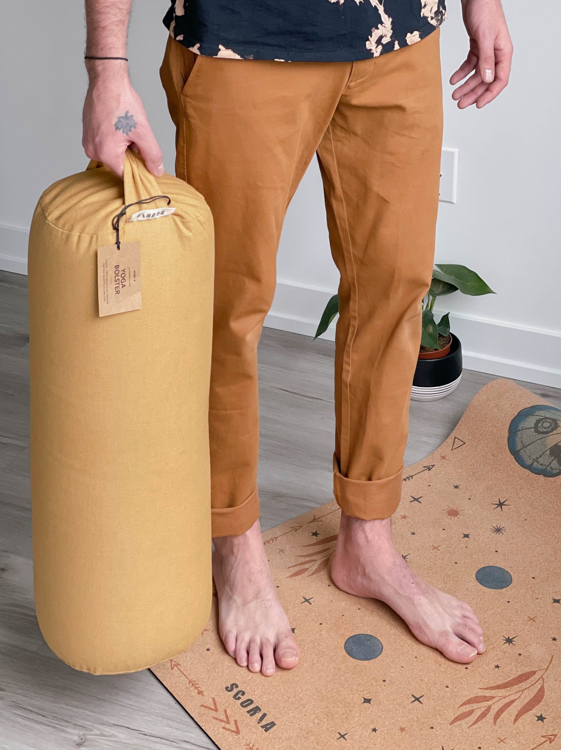 Round Yoga Bolster | Natural & Organic | Amber Gold