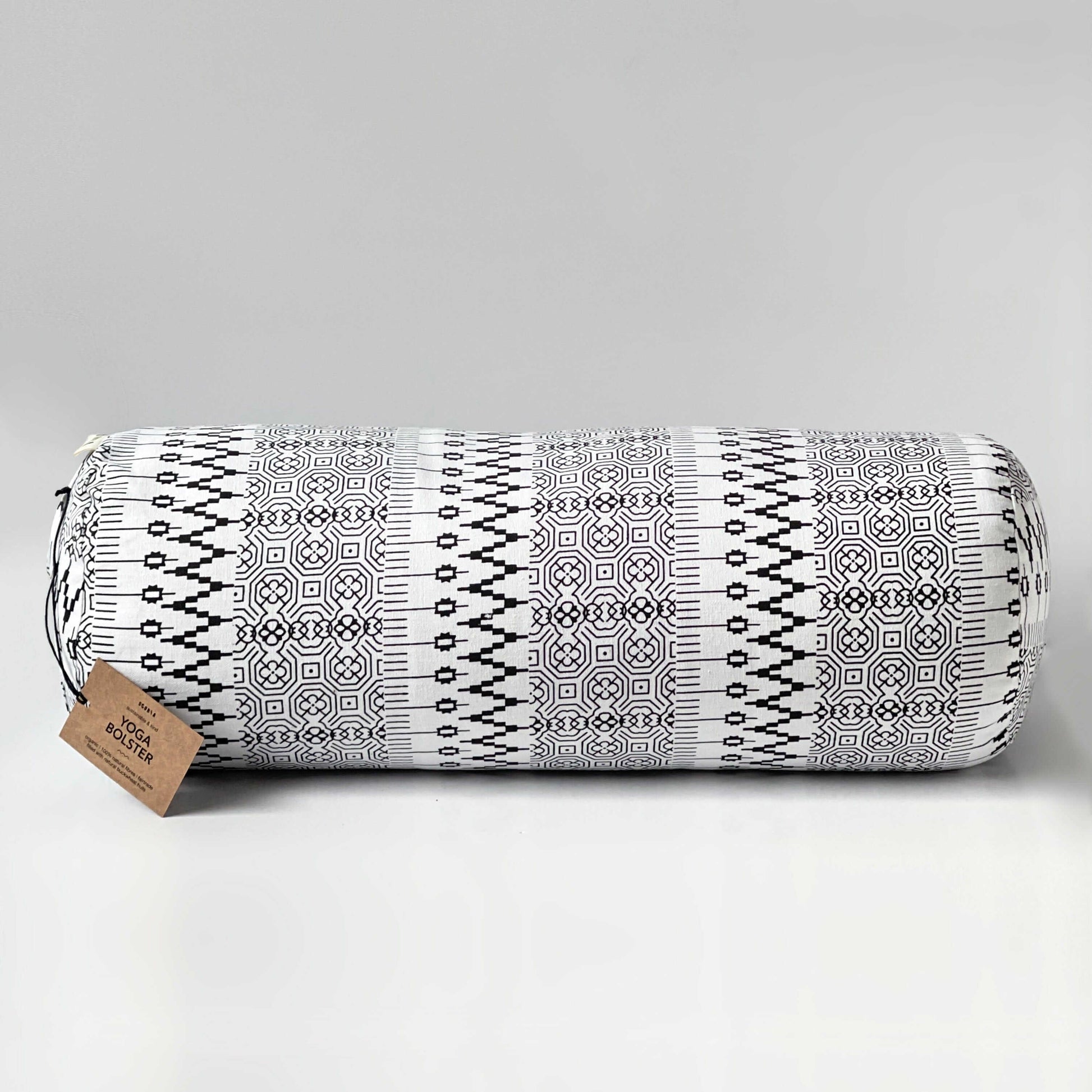 Round Yoga Bolster | Natural & Organic | Black & White Print