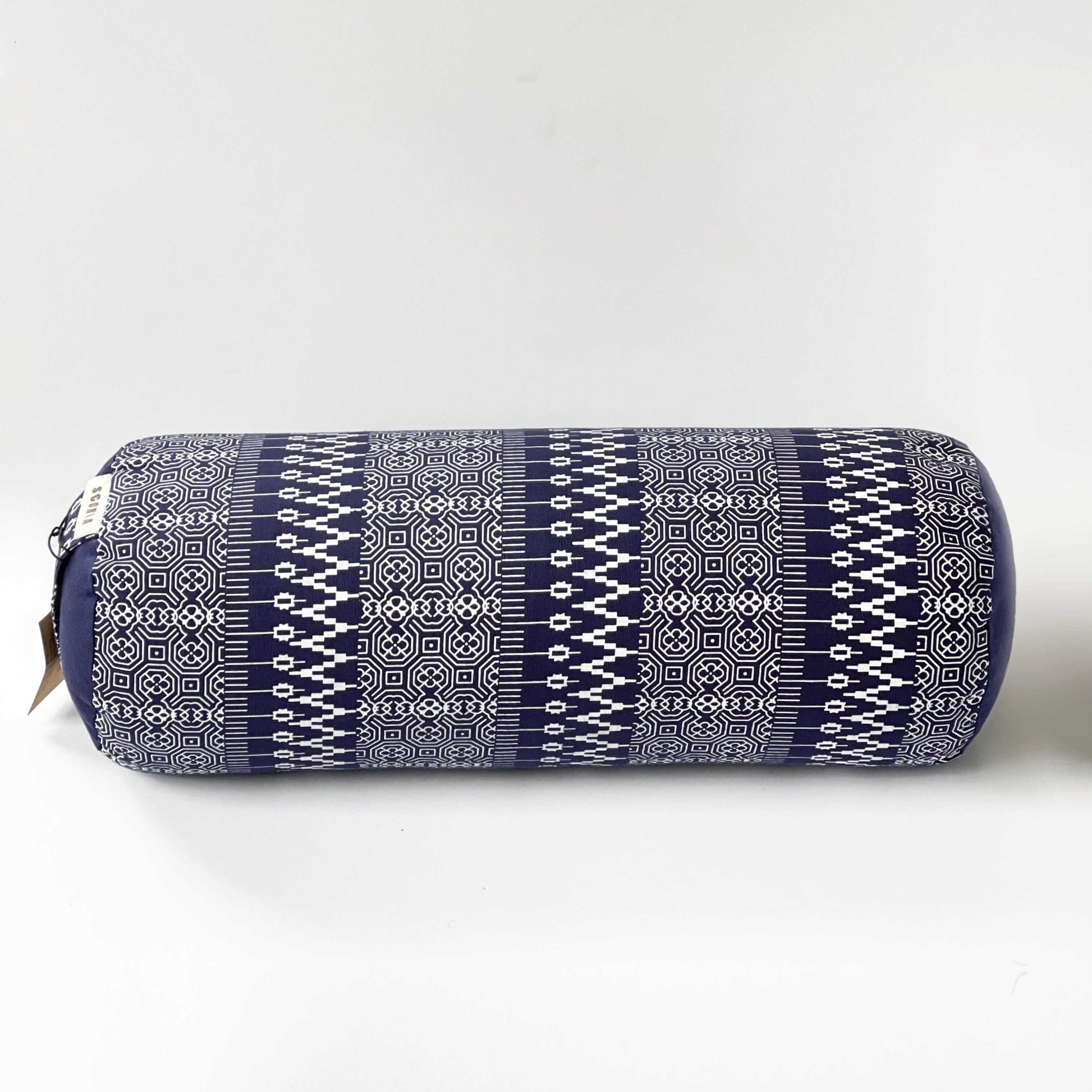 Round Yoga Bolster | Natural & Organic | Navy Print