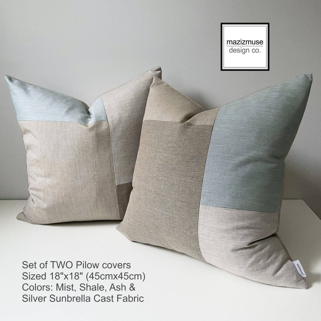 Deux housses de coussin d'extérieur Boho Sunbrella®, coussins pétale et lagon