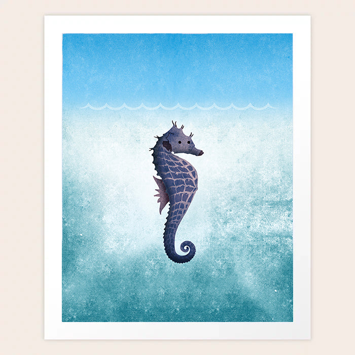Impression d'art d'hippocampe sous la mer