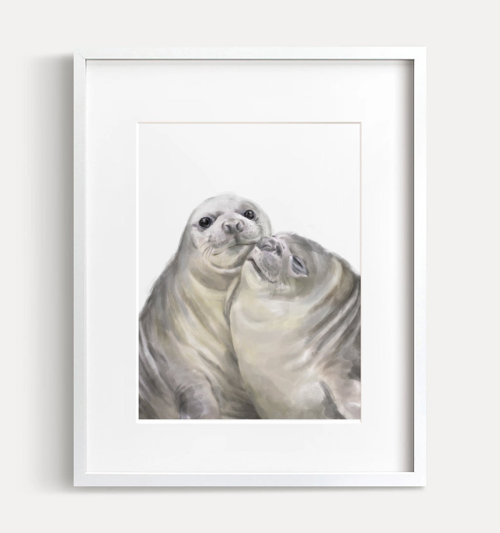Affiche artistique « Phoque avec un baiser » : Cadeau d’anniversaire pour les amoureux des animaux
