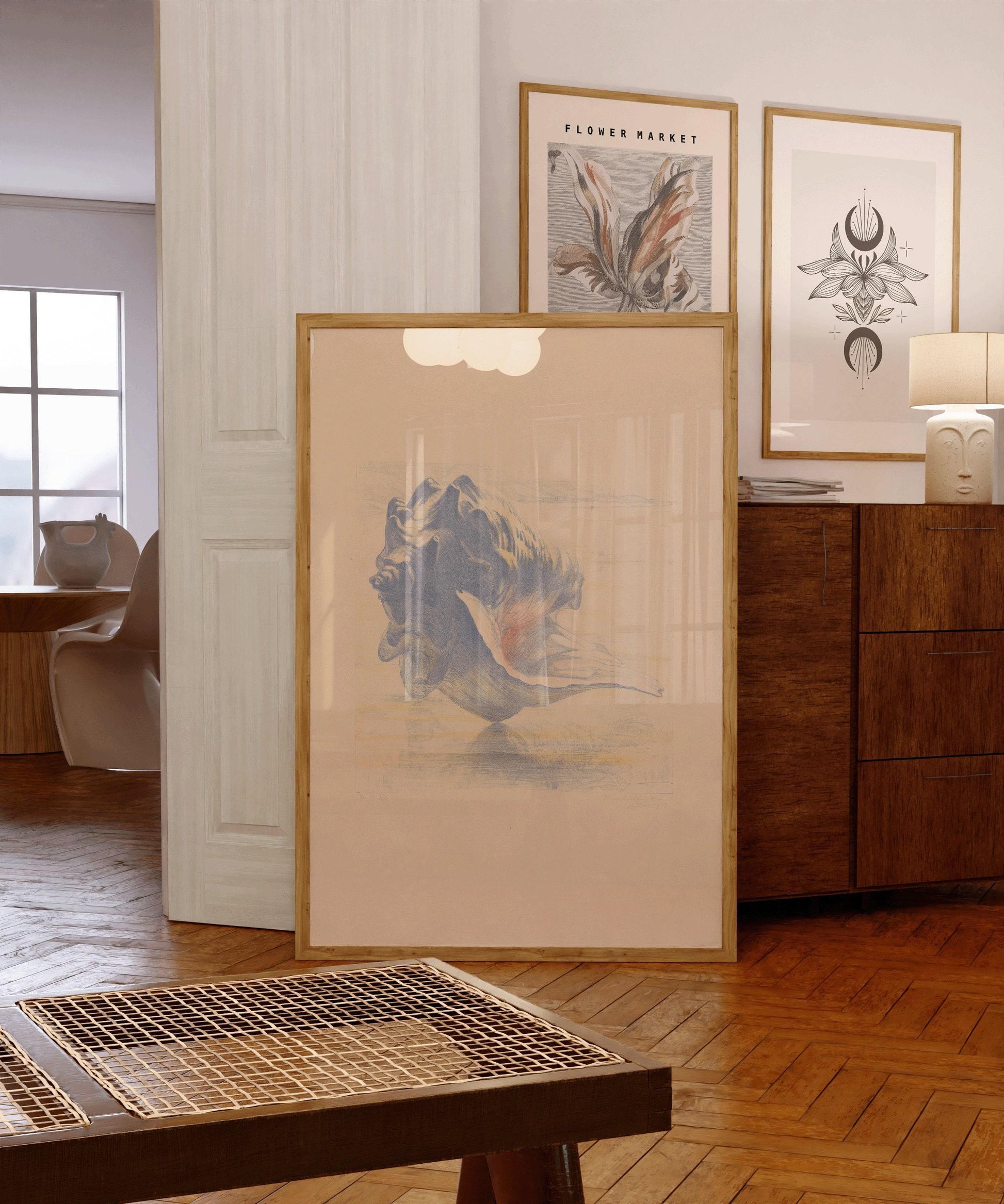 Impression d’art coquillage : Maurits van der Valk, beige et bleu