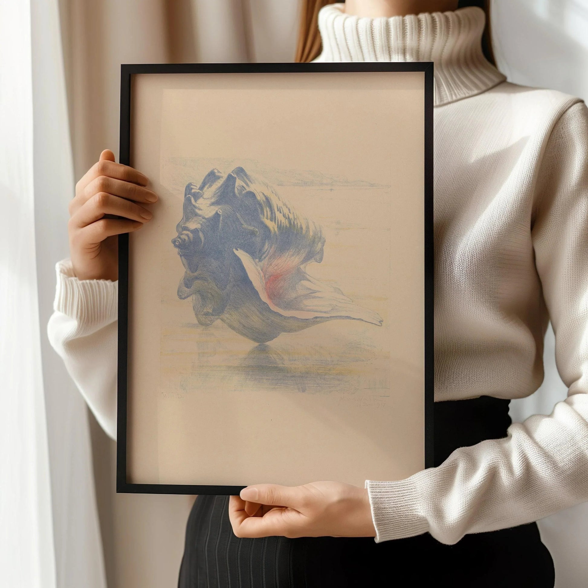 Impression d’art coquillage : Maurits van der Valk, beige et bleu
