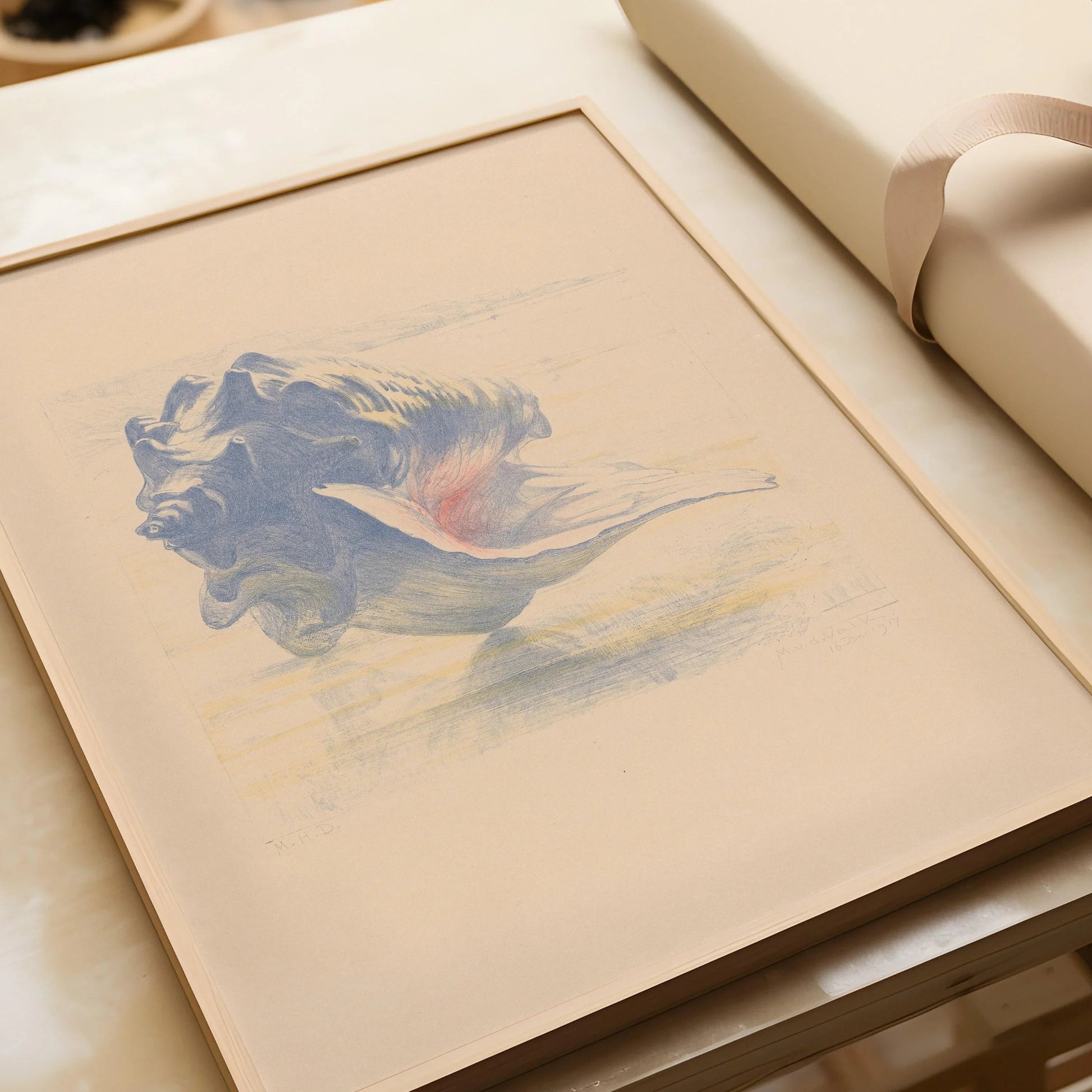 Impression d’art coquillage : Maurits van der Valk, beige et bleu