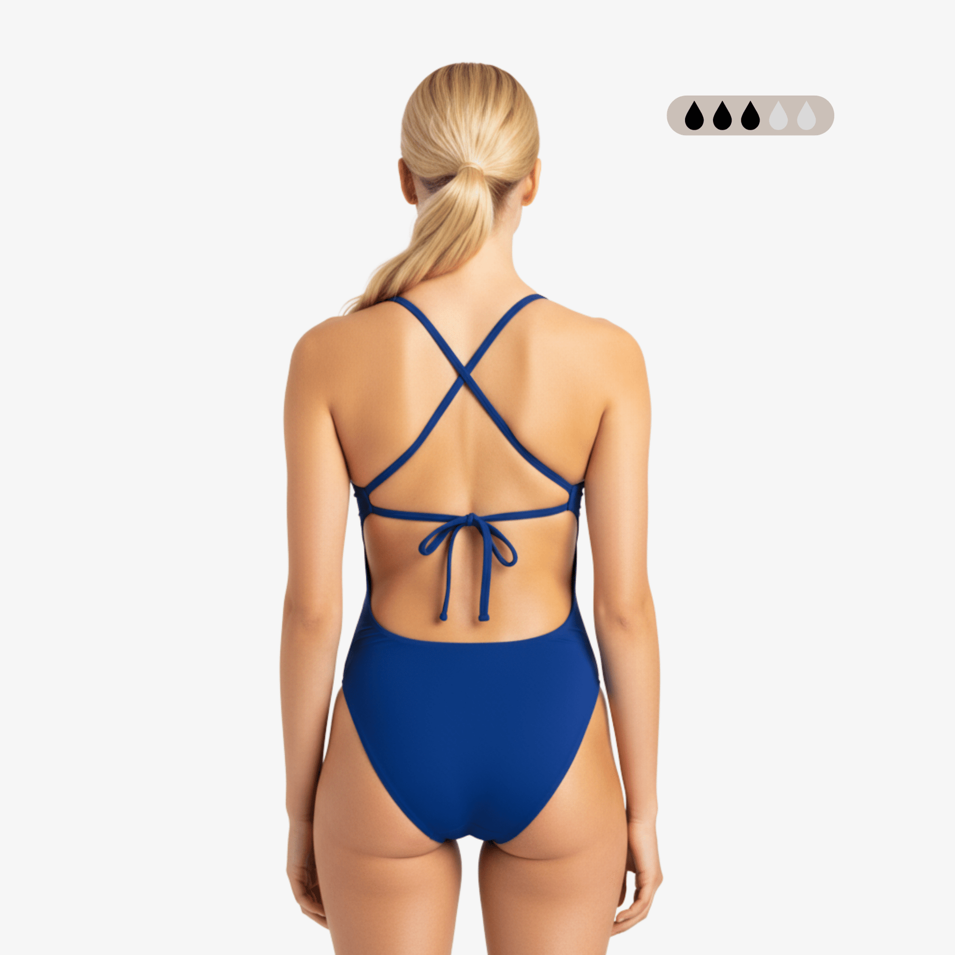 Maillot de bain une pièce menstruel SecureFlo Cobalt à nouer dans le dos, par Norca