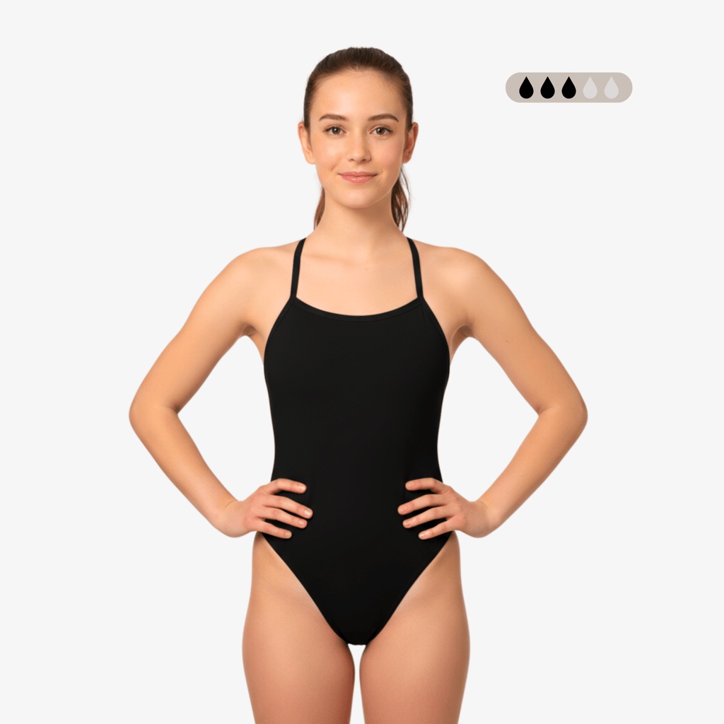 Maillot de bain une pièce menstruel SecureFlo Onyx à nouer dans le dos, par Norca