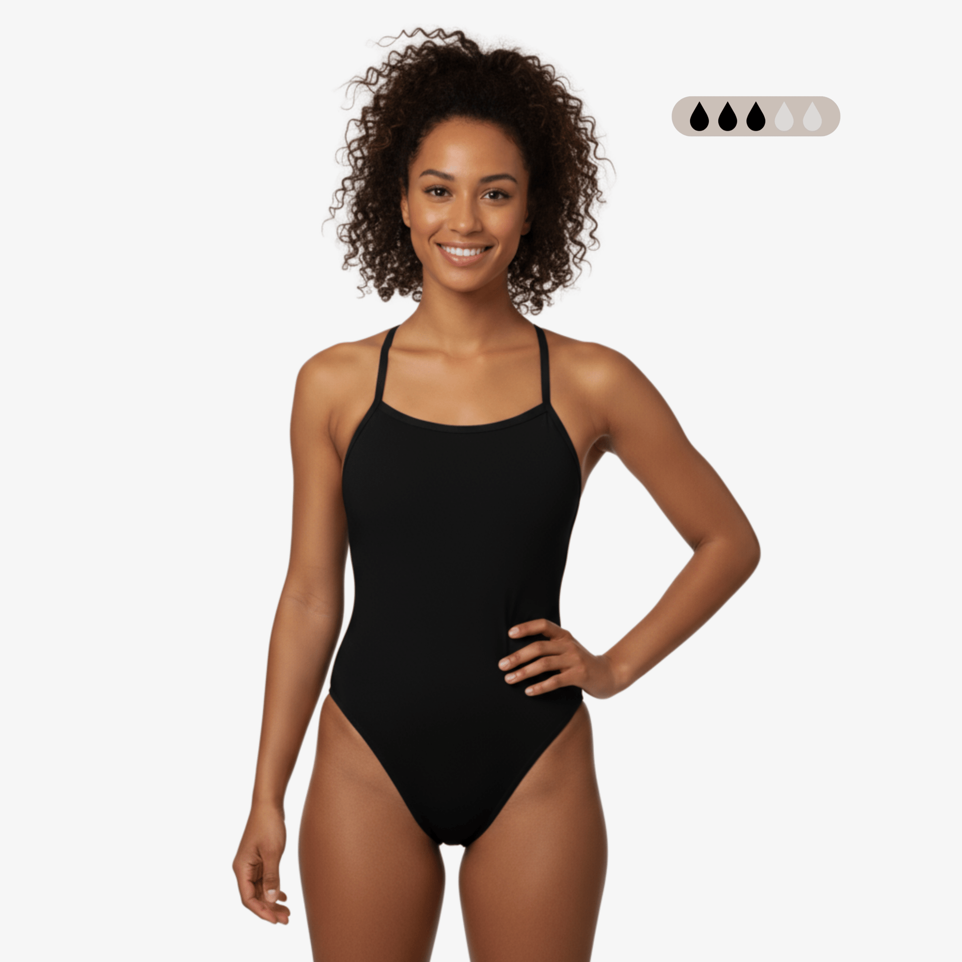 Maillot de bain une pièce menstruel SecureFlo Onyx à nouer dans le dos, par Norca