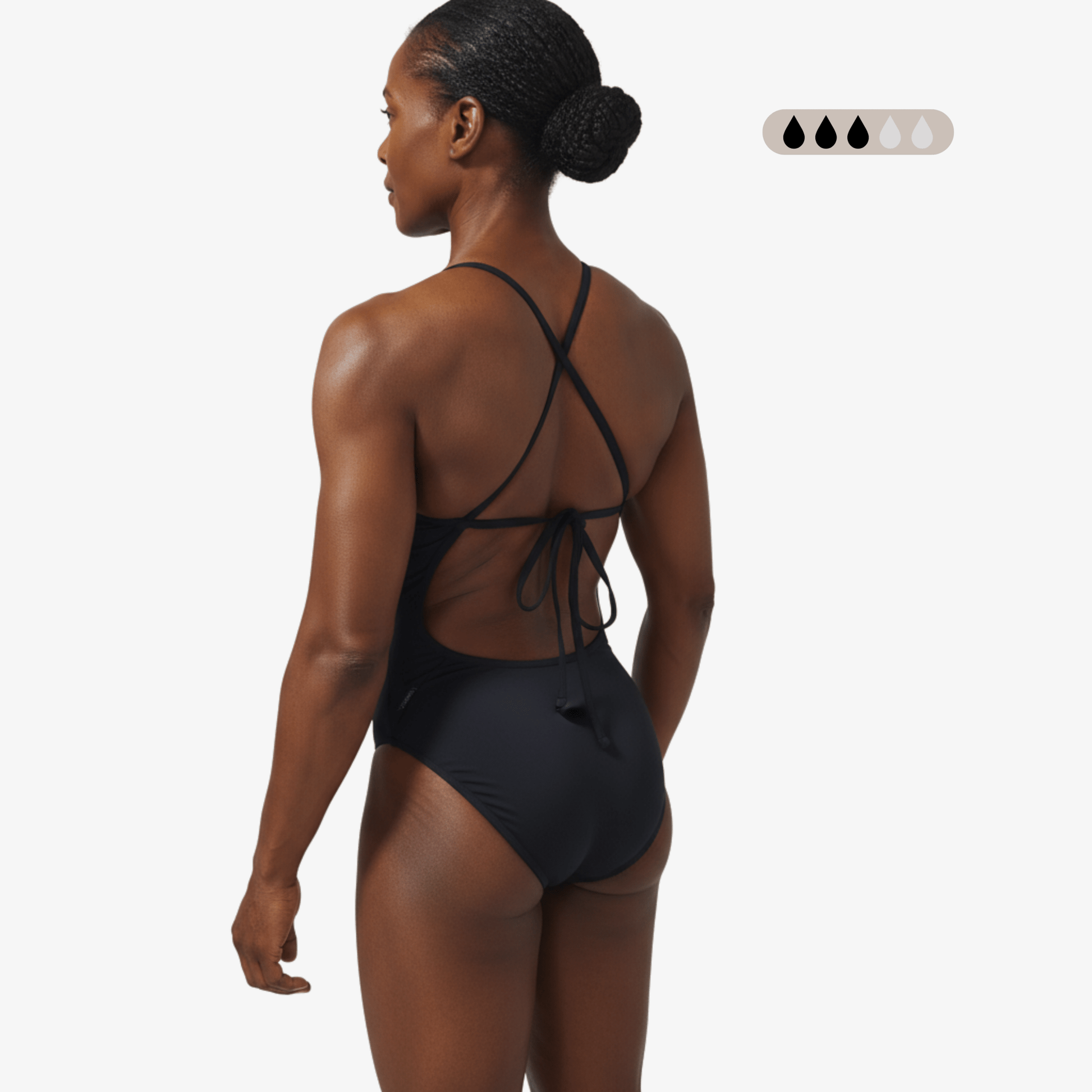 Maillot de bain une pièce menstruel SecureFlo Onyx à nouer dans le dos, par Norca