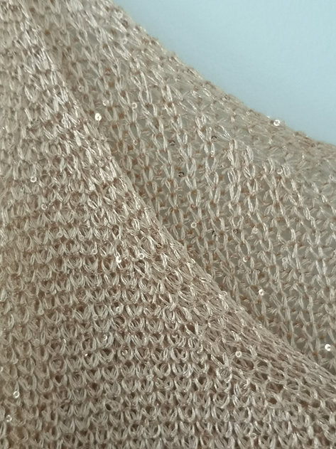 Khaki Gold Mini Sequins Knit Crop Top