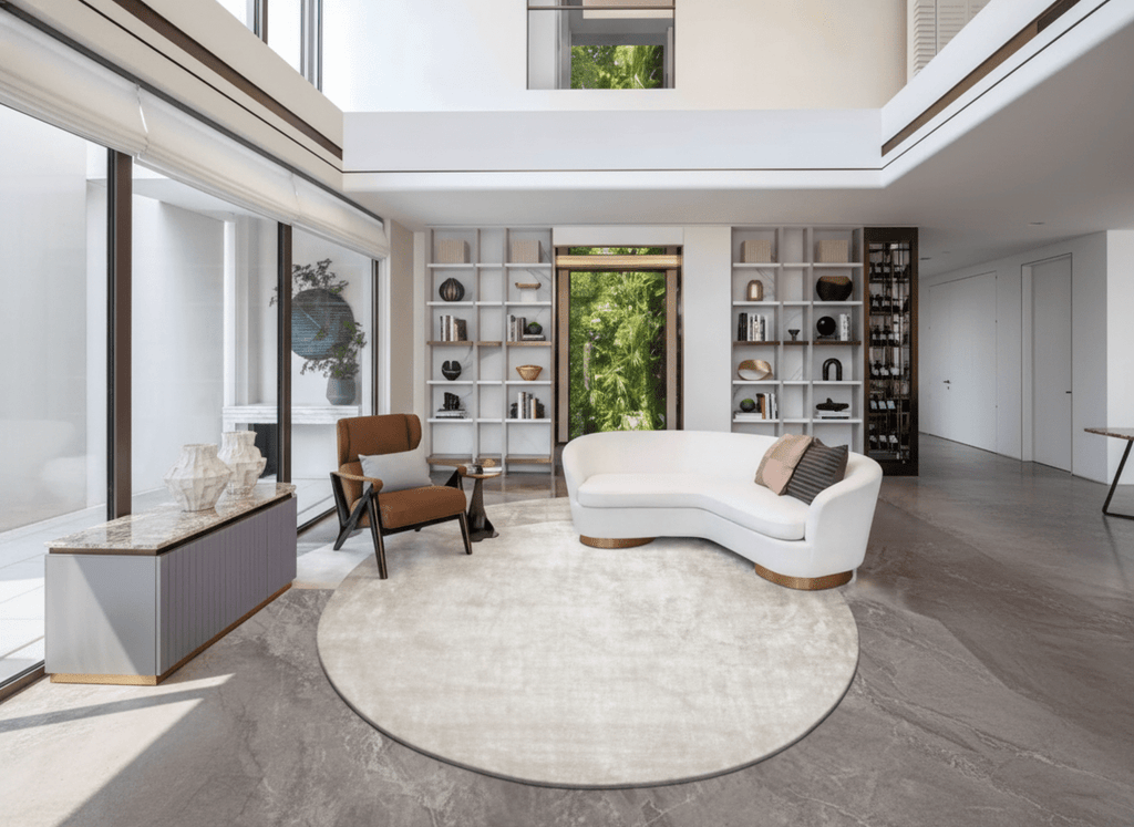 Serene Circle Bamboo Silk Area Rug