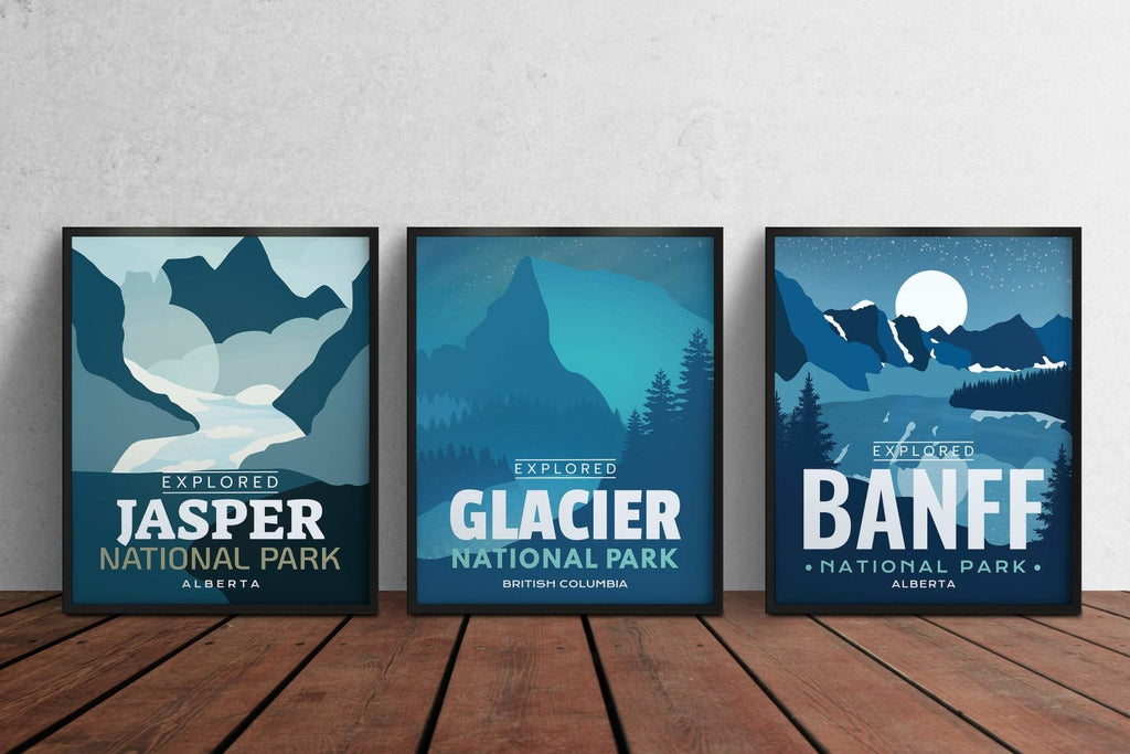 Set of 1, 2 or 3 National Park 'Explored' Posters