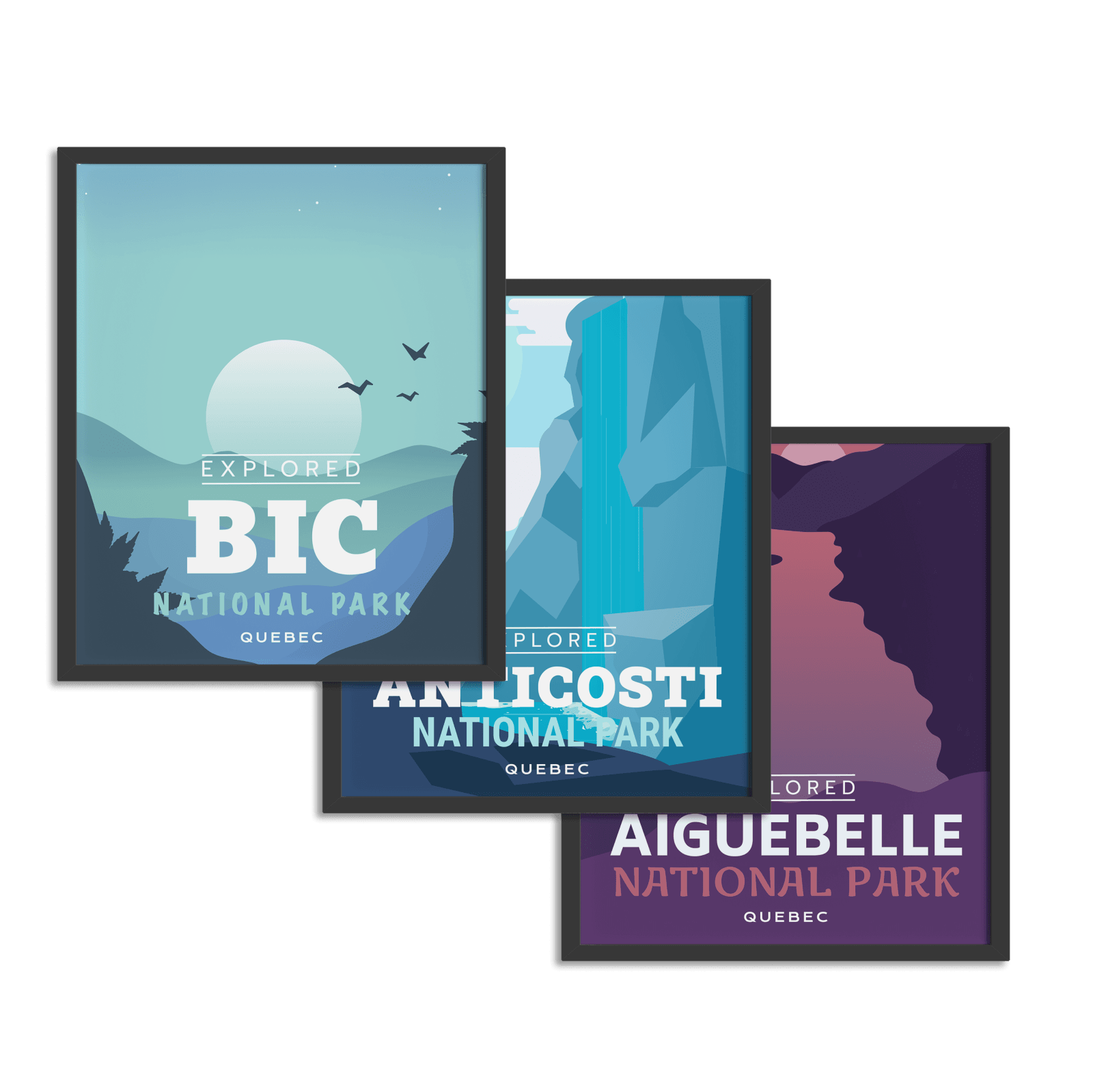 Set of 1, 2 or 3 National Park 'Explored' Posters