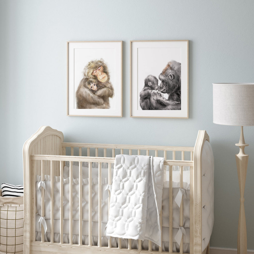 Illustration d'un bébé gorille et de sa maman
