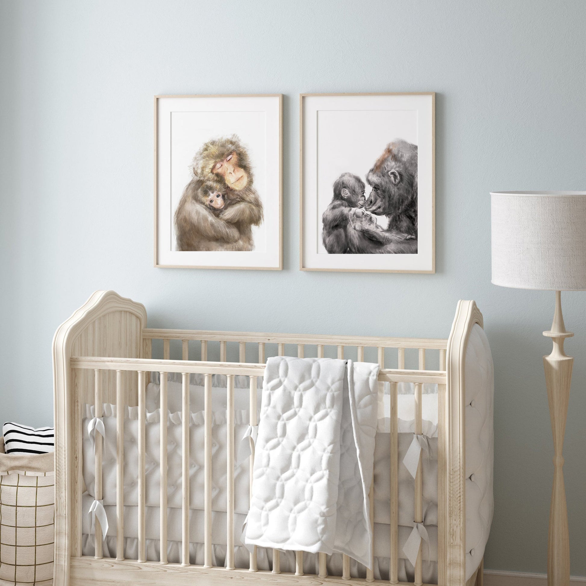 Illustration d'un bébé gorille et de sa maman