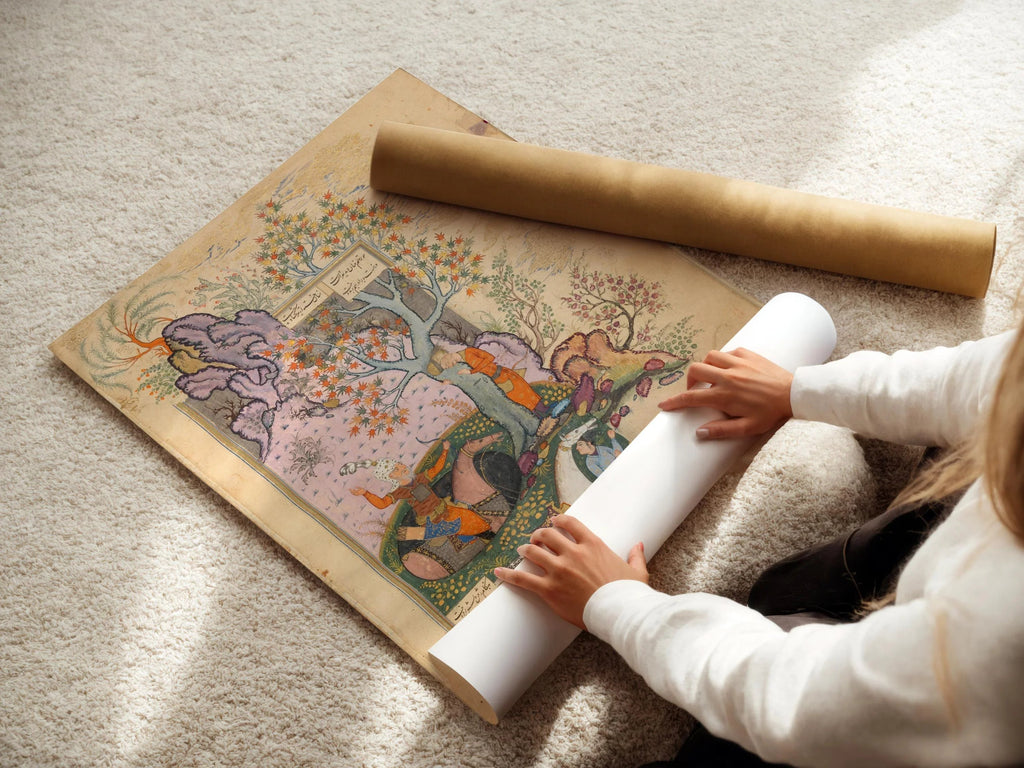 Impression giclée du Shahnama : Art miniature persan, poème épique de Firdausi (Encadré disponible)