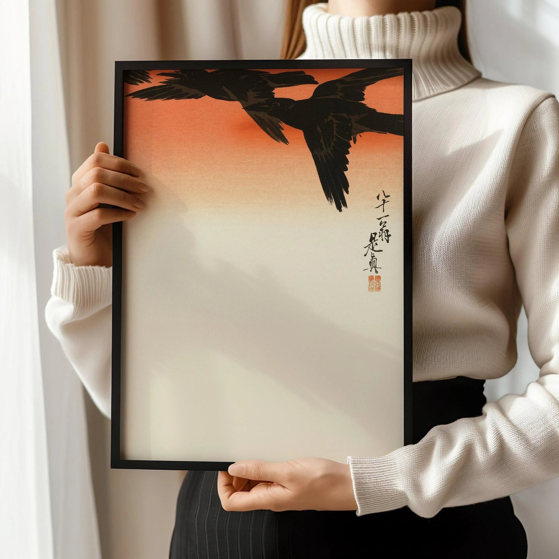 Shibata Zeshin Crows Giclee Print: Vintage Japanese Woodblock Art
