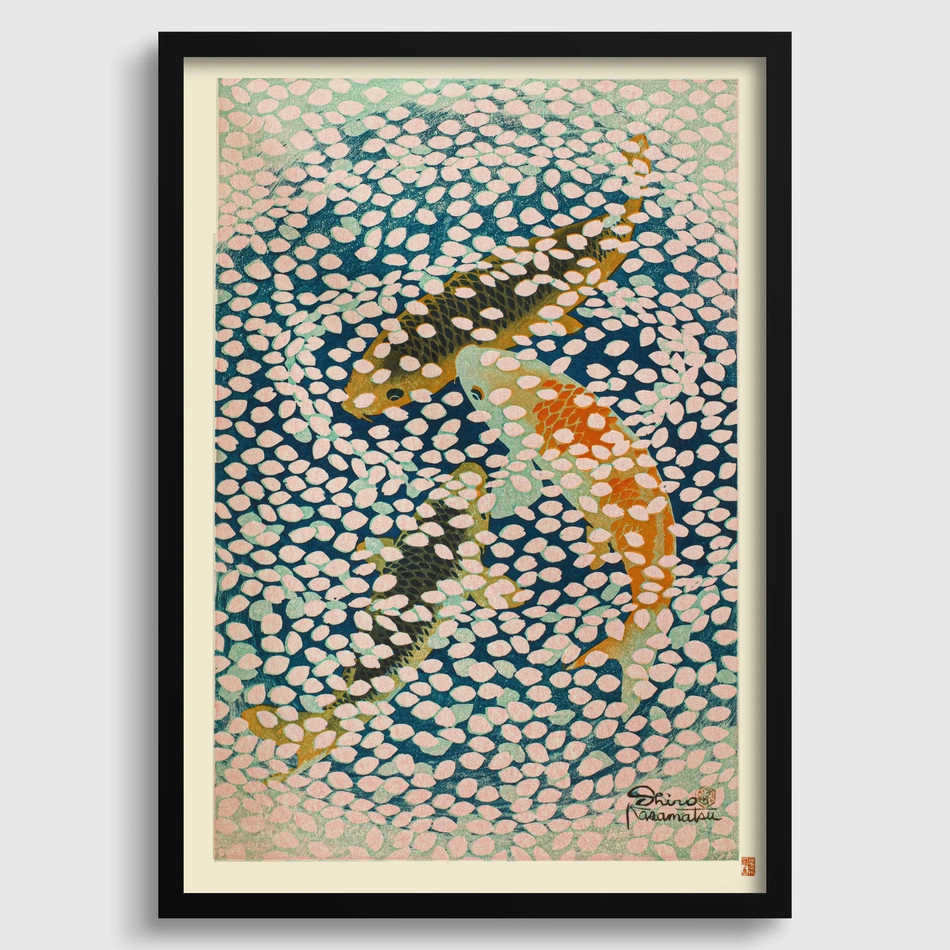 Shiro Kasamatsu - Vague de pétales, estampe giclée : art estampe japonaise ancienne sur bois