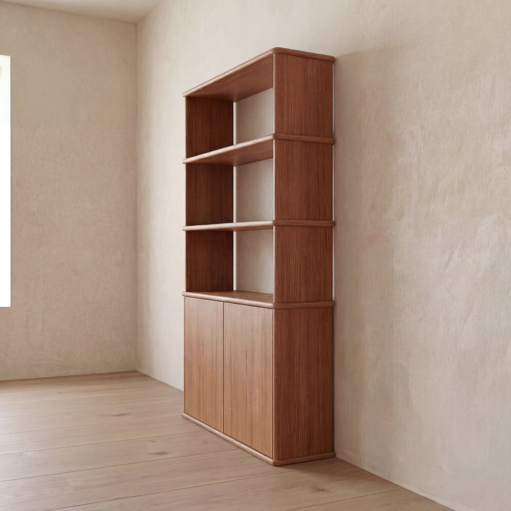Cabinet bookshelf in red oak