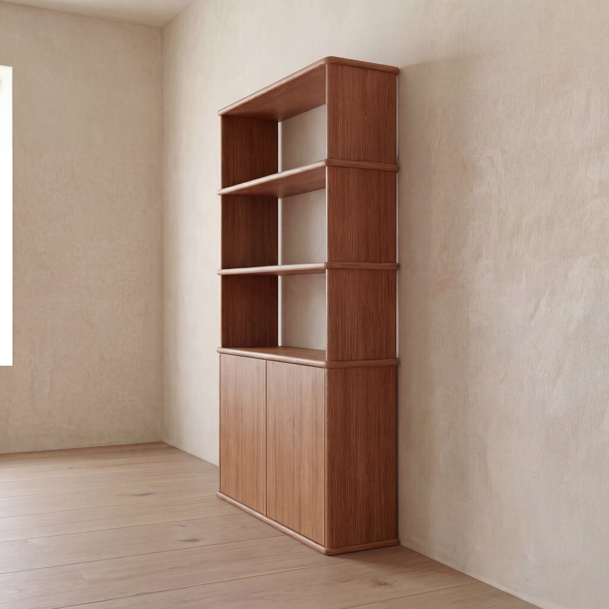Cabinet bookshelf in red oak