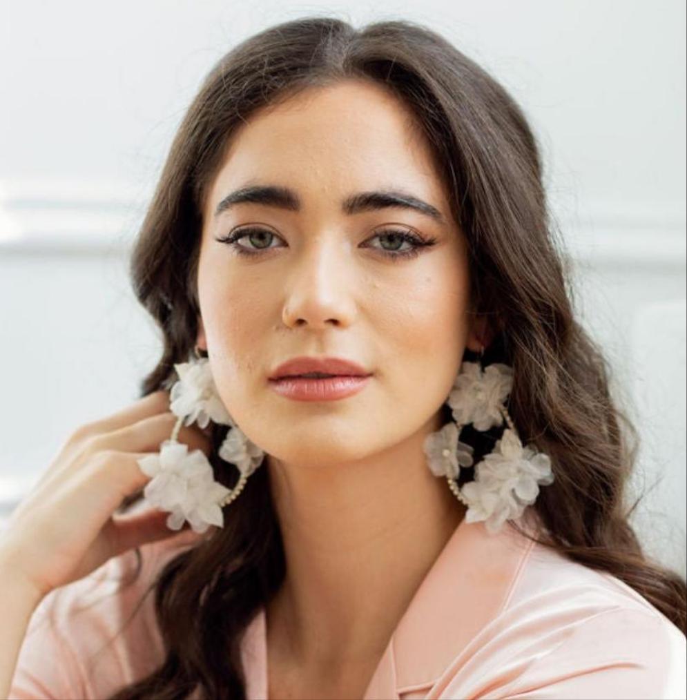 Boucles d'oreilles de mariée en forme de larme et de fleurs en soie ARIELLE